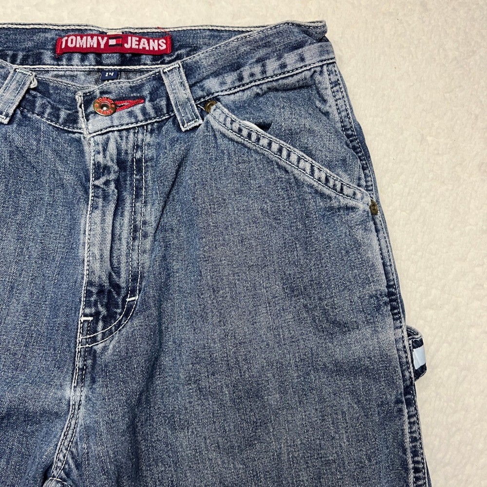Tommy Jeans Carpenter Pants Boys 14 Blue Denim Vintage‎ 90s Baggy Utility